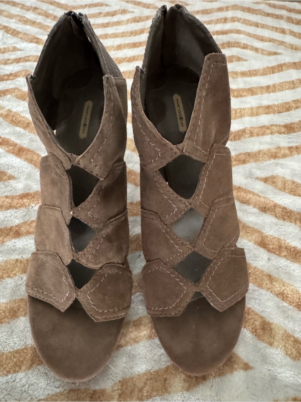 Max Studio Brown Suede Cutout Slip-On Mules